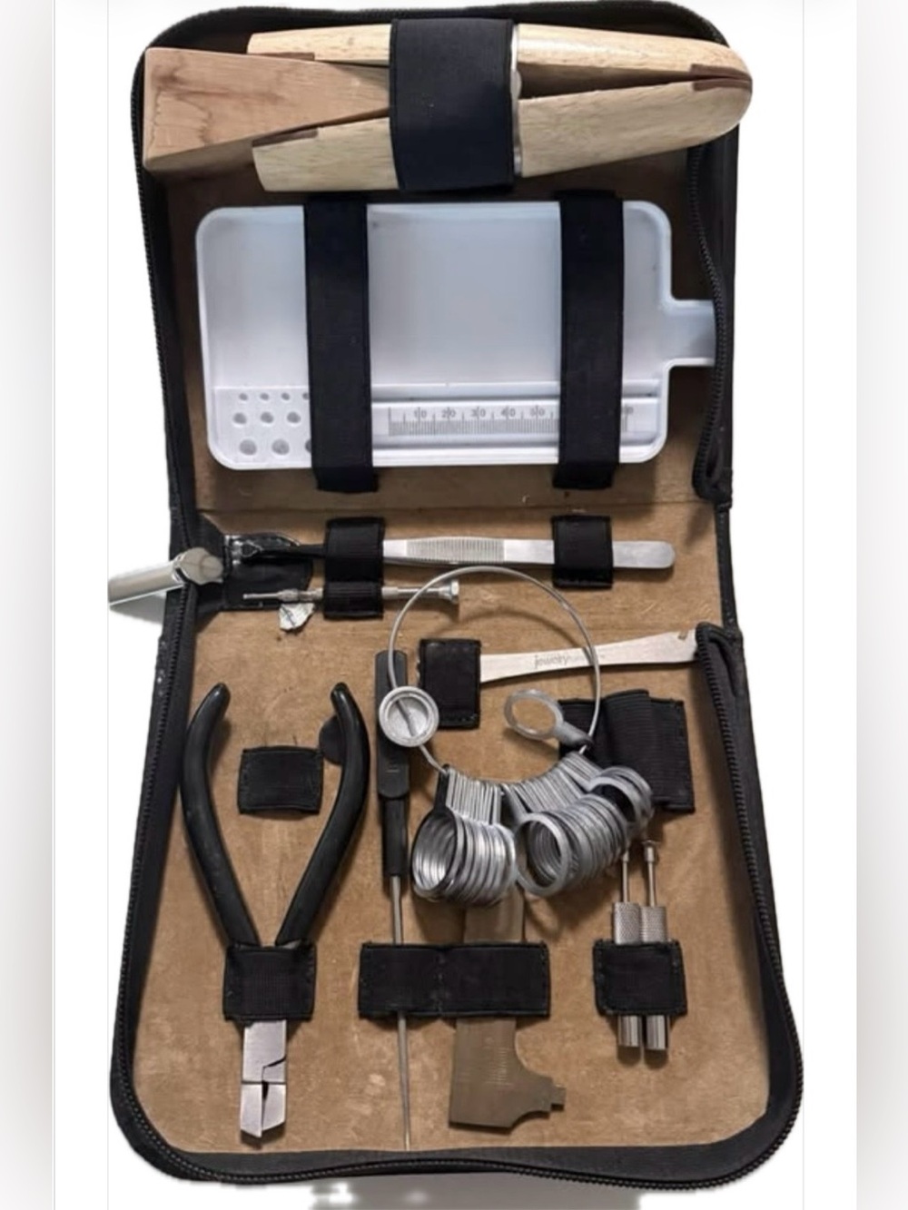 Stone setting tool kit zipper storage case for jewelry crafting projects